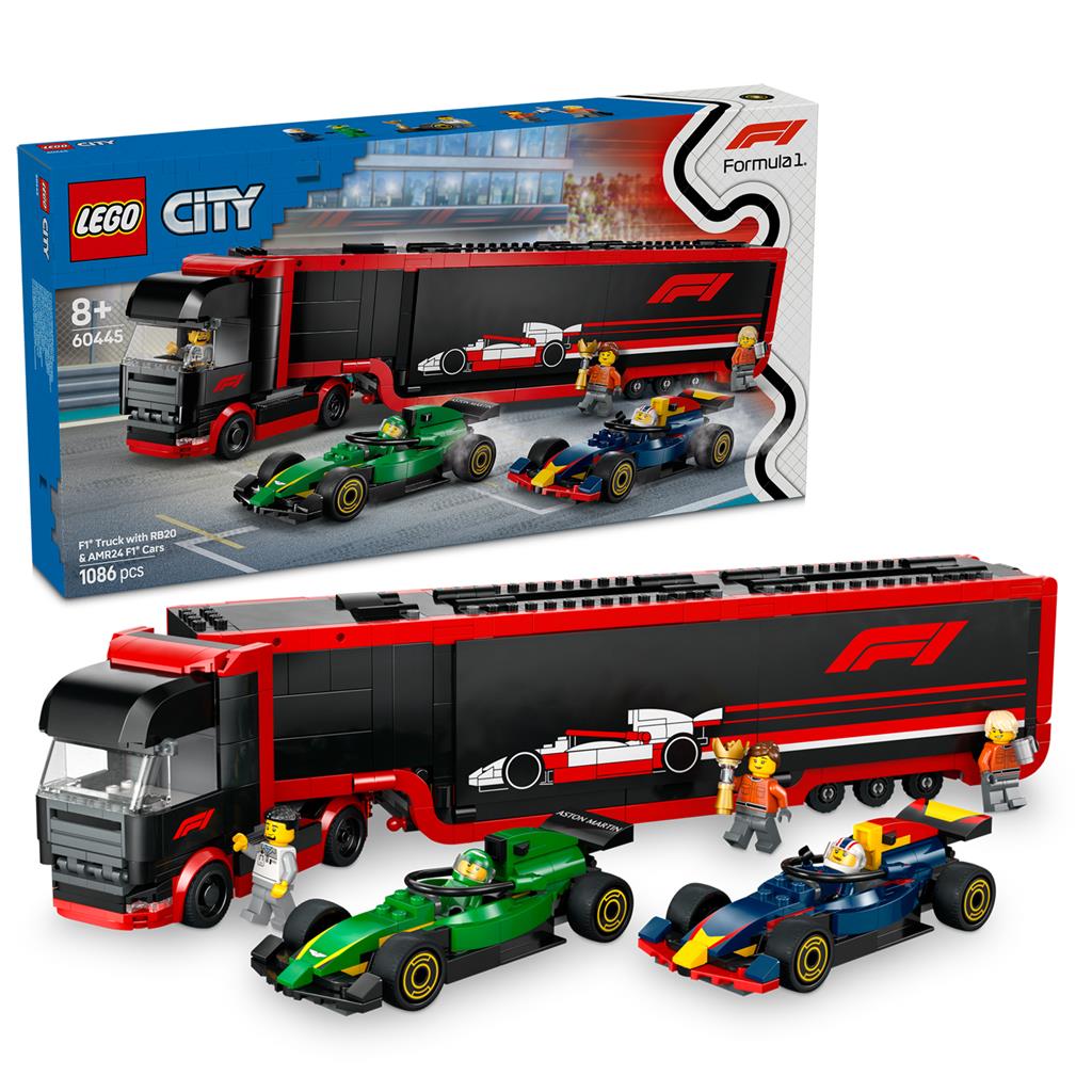 Lego 60445 City F1 Truck RB20 En AMR24 F1 Auto