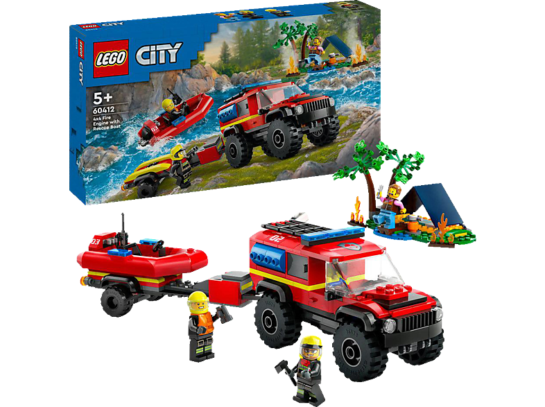 LEGO 60412 4x4 brandweerauto met reddingsboot